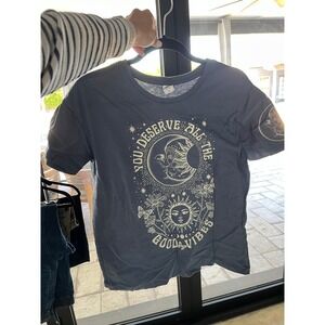 Vibe N You Deserve All The Good Vibes Celestial Sun Moon Graphic Tee Grey S